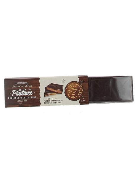 Tablette pralinée au chocolat noir Gourm'handi'ses 100g